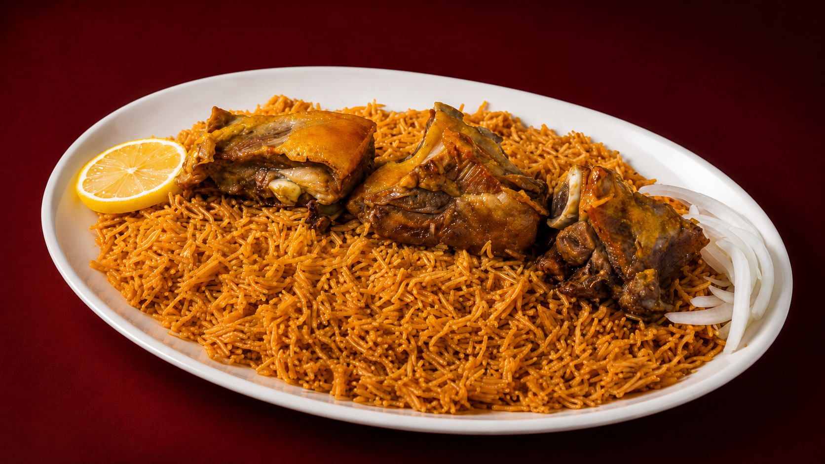 Lamb mandi platter over rice